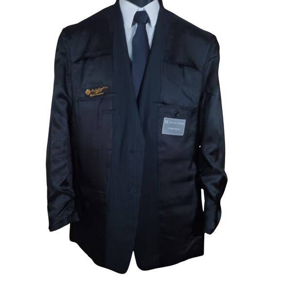 Hickey Freeman Madison 44L Blazer Black Multi-Stripe Loro Piana Super 130s Wool - Picture 6 of 10